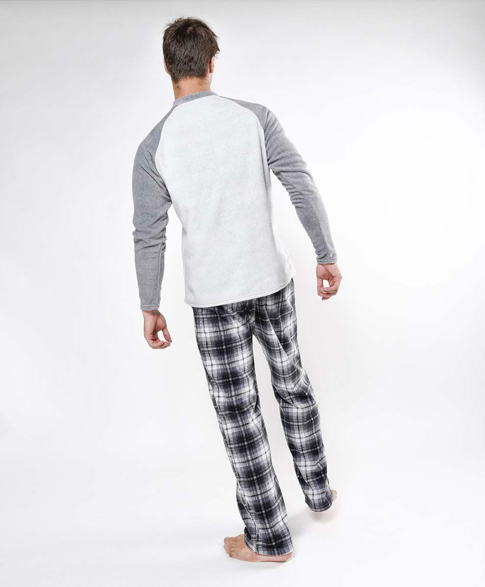 Pijama hombre polar cuadros 2 piezas
