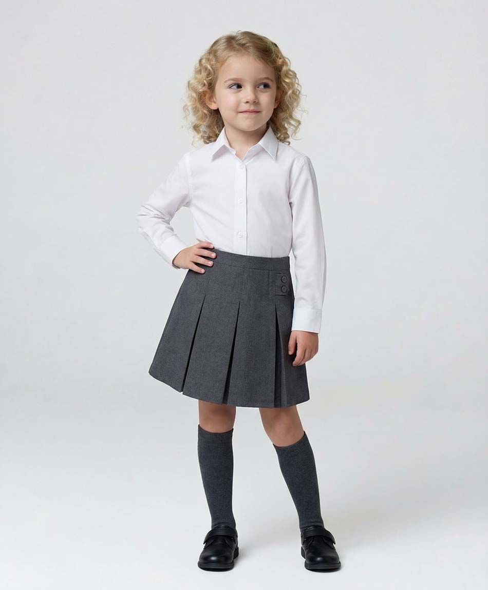 Pollera escolar gris botones