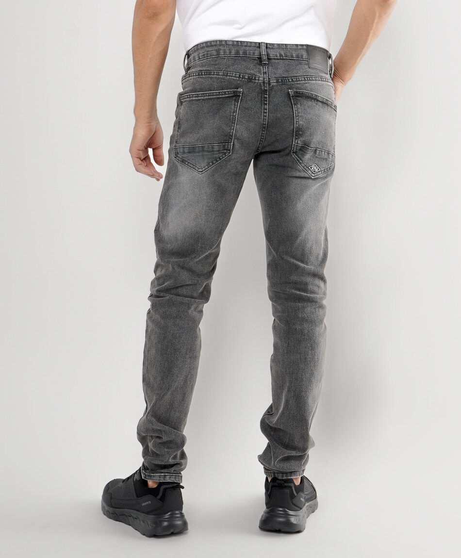 Jeans hombre gris desgastado super skinny fit