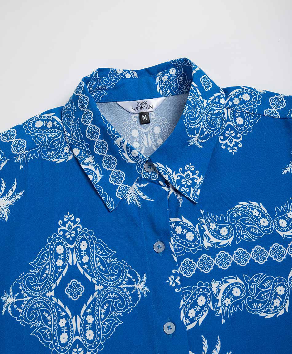 Blusa mujer print azul