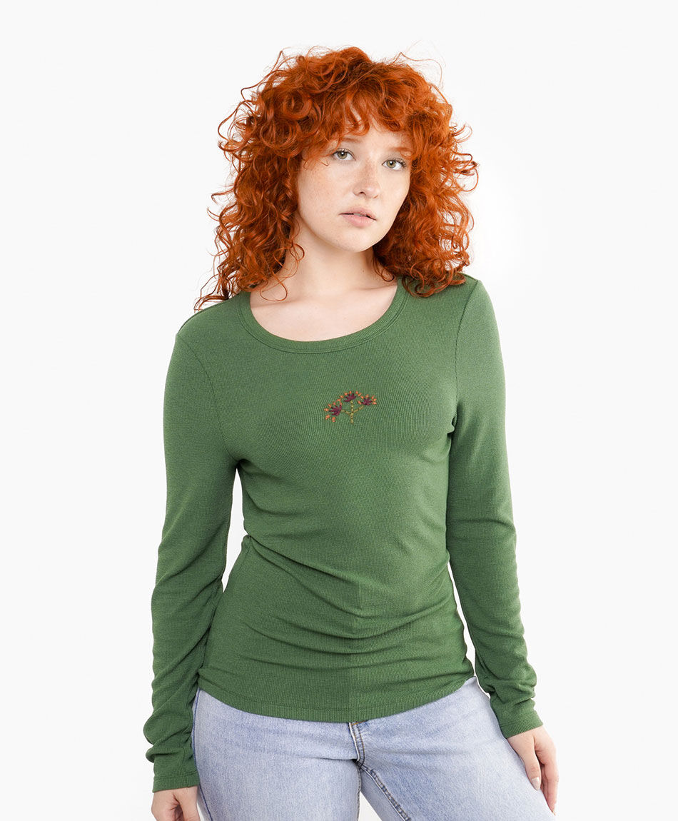 Remera mujer estampado flor triple