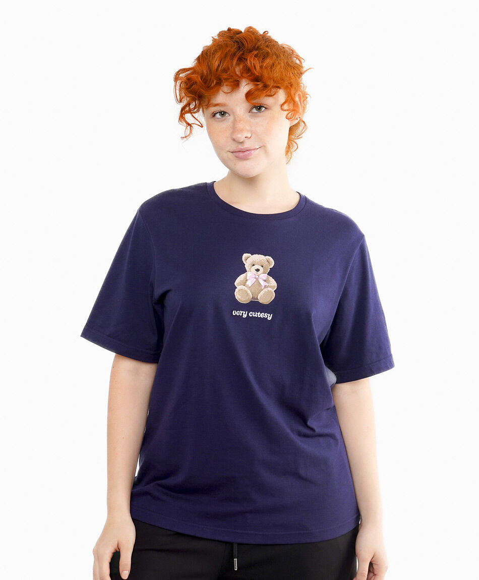 Remera mujer estampado oso blue