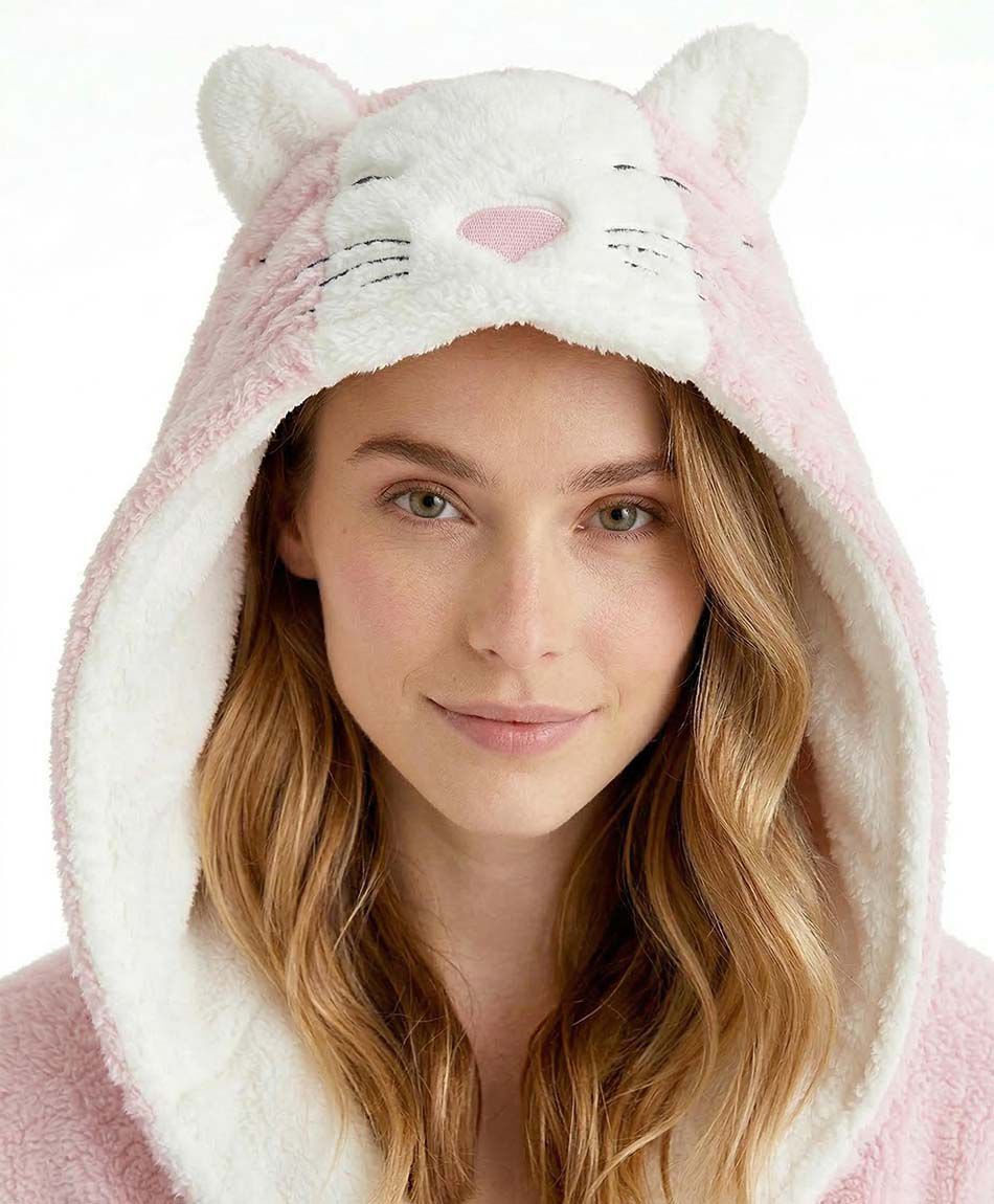 Bata mujer gato rosado