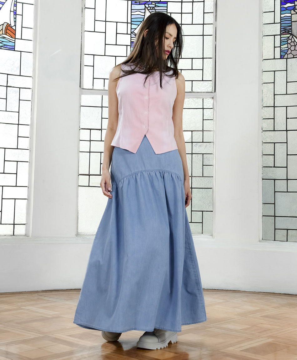 Pollera mujer tencel bolsillos