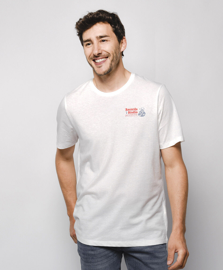 Remera hombre doble estampado estudio