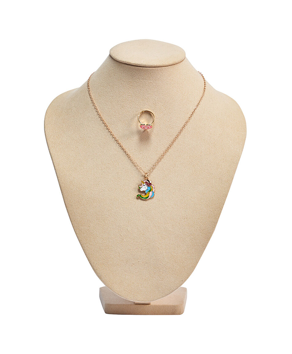 Set collar + anillo infantil unicornio