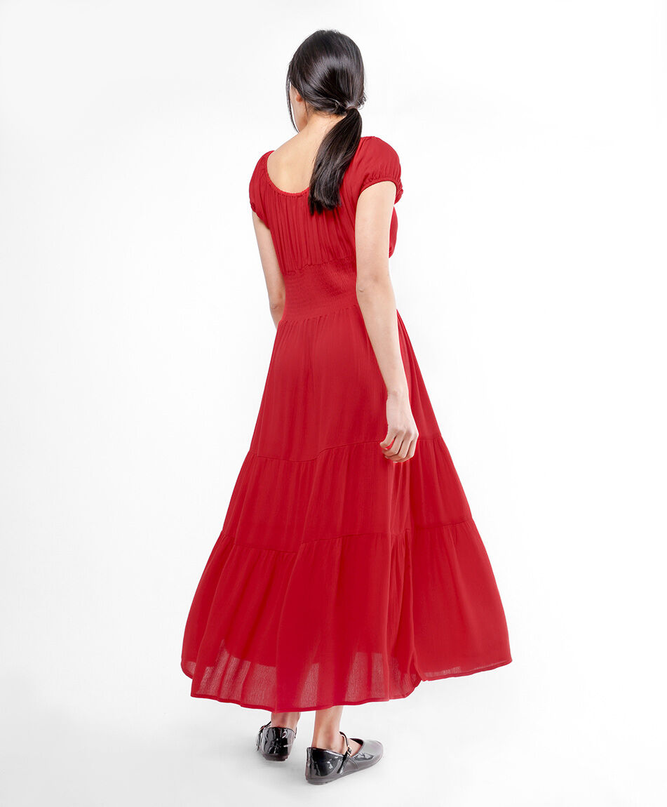 Vestido mujer texturizado rojo