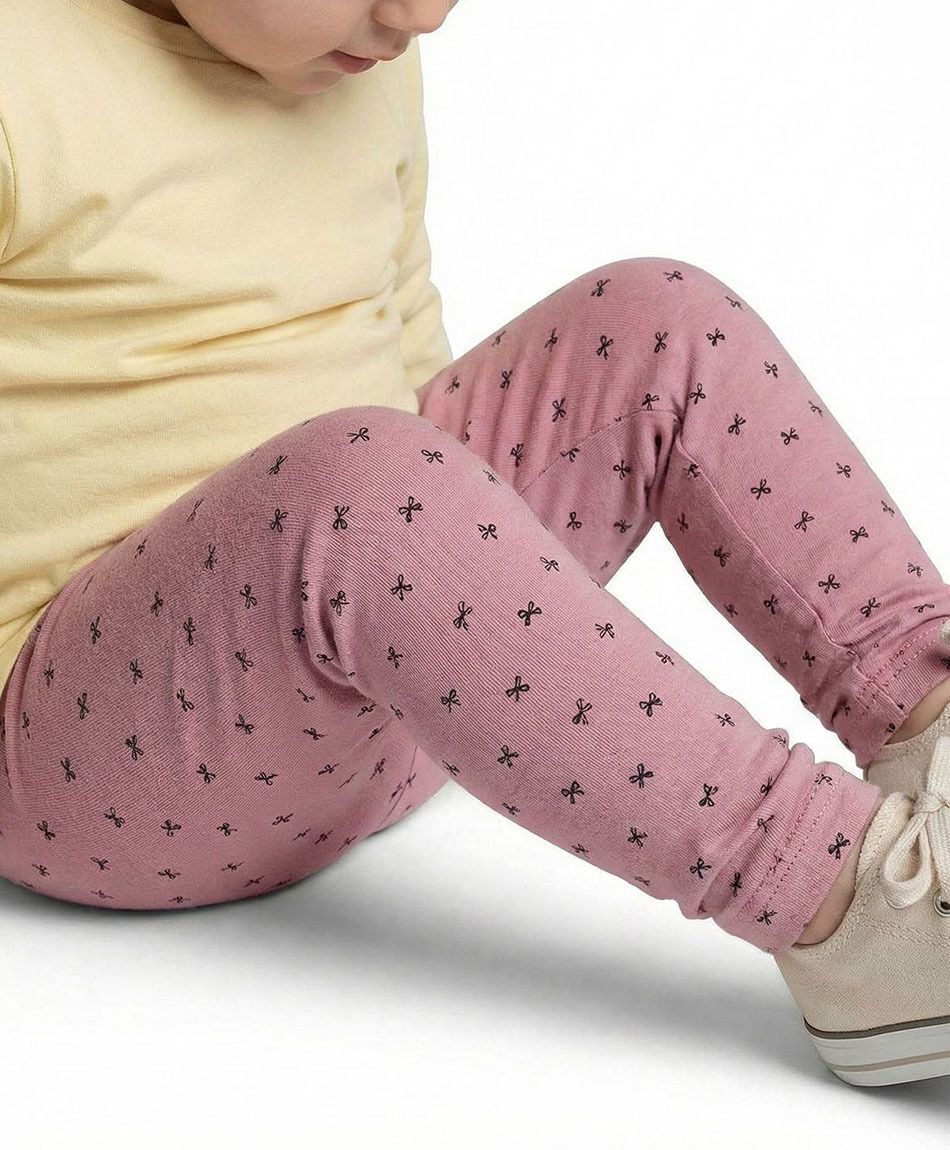 Leggins beb&eacute; forrada cintas rosado
