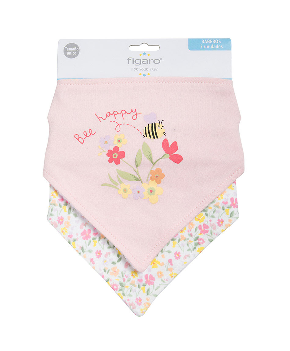 Pack 2 baberos beb&eacute; bandana rosados