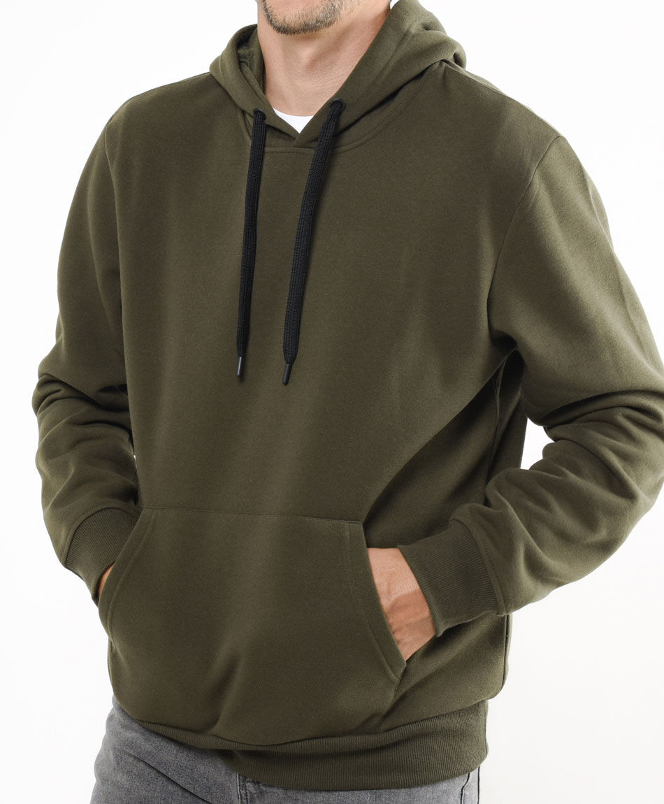 Buzo hombre liso capucha