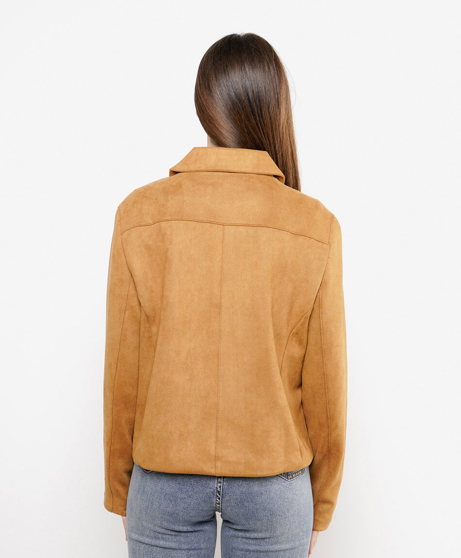Campera mujer suede cierre
