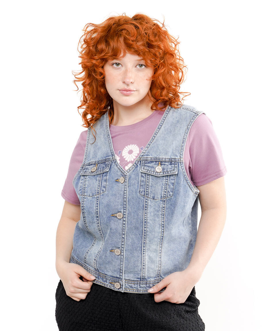 Campera mujer estilo vest mezclilla