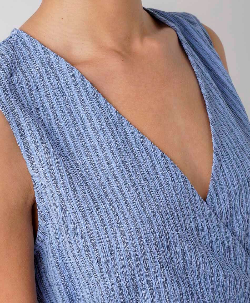 Camisa mujer listas azul cruzada