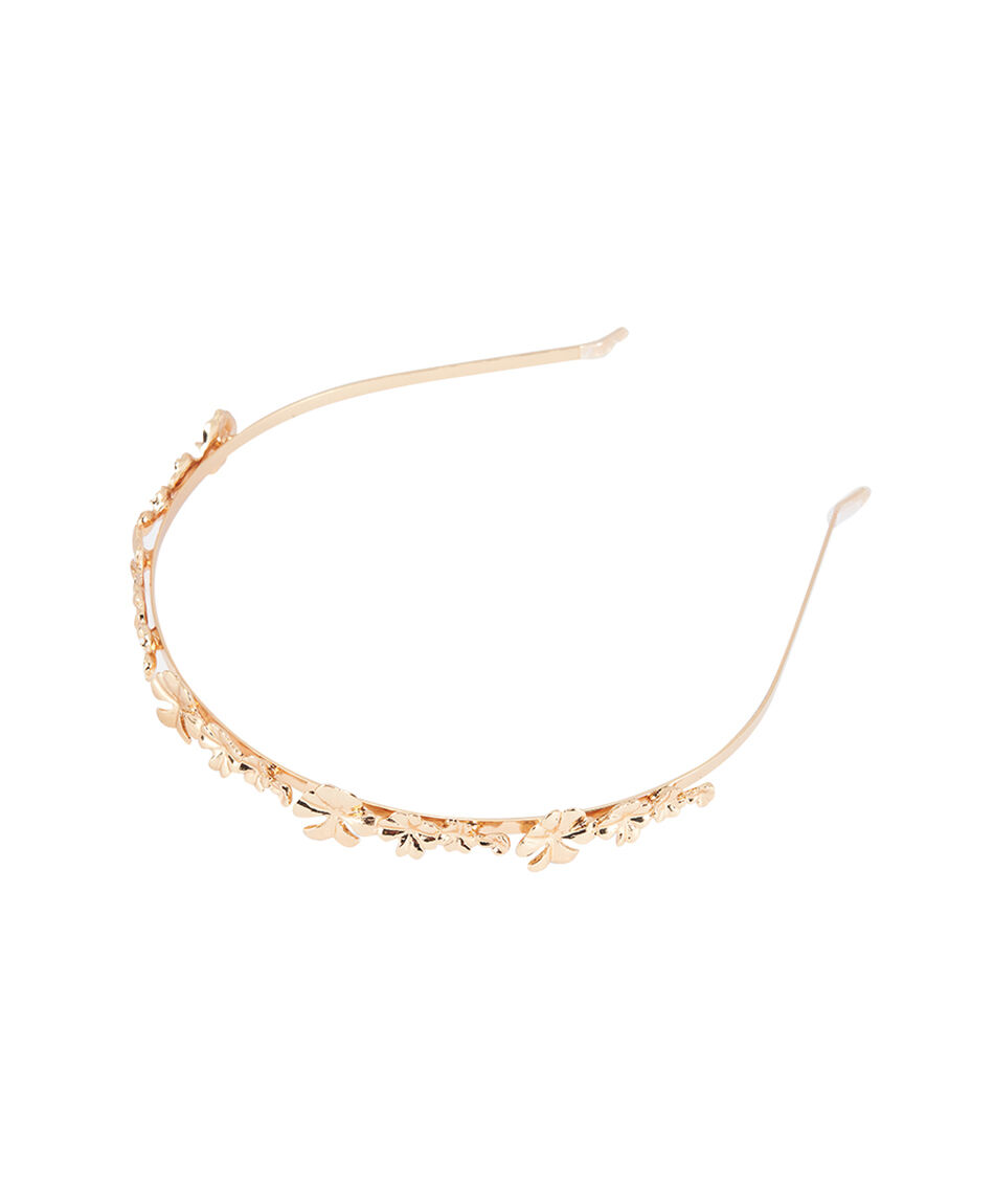 Cintillo mujer flores doradas