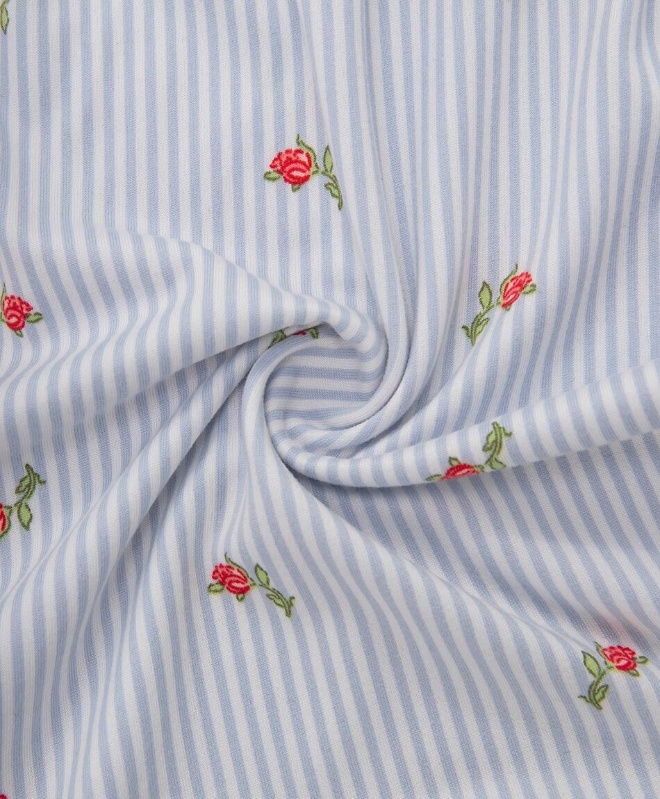 Pijama mujer camisero l&iacute;neas florcitas