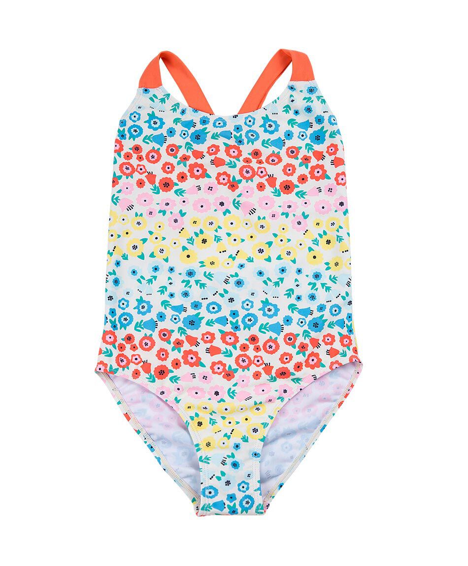 Traje de ba&ntilde;o ni&ntilde;a floreado