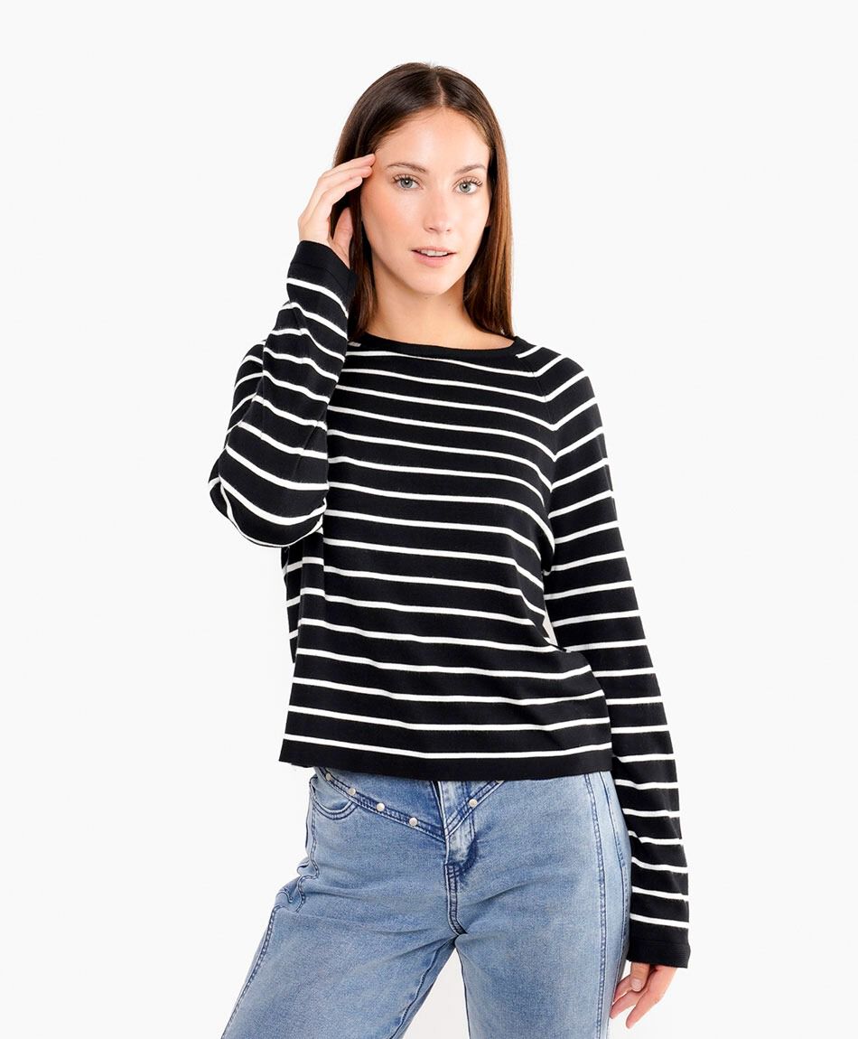 Sweater mujer lineas black and white