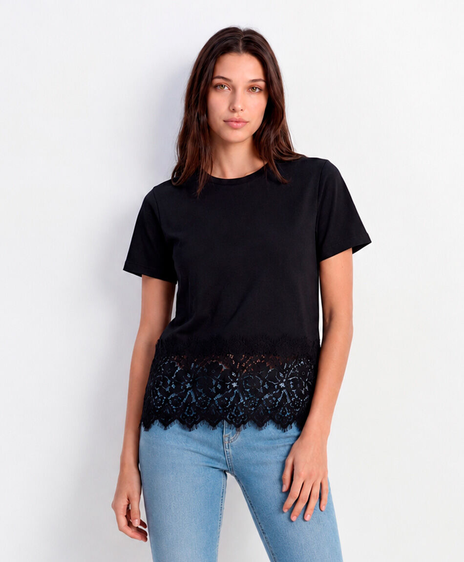Remera mujer basta encaje colores