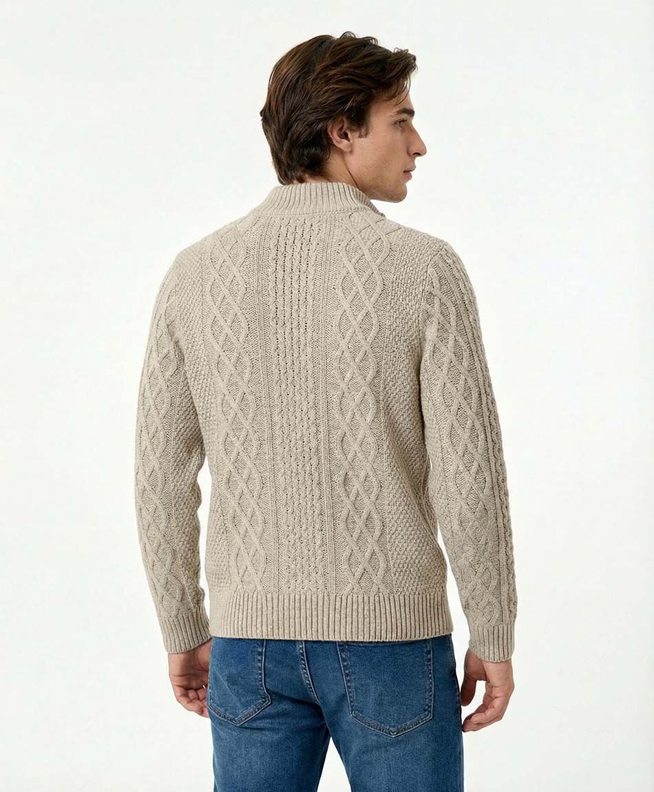 Sweater hombre cierre medio beige