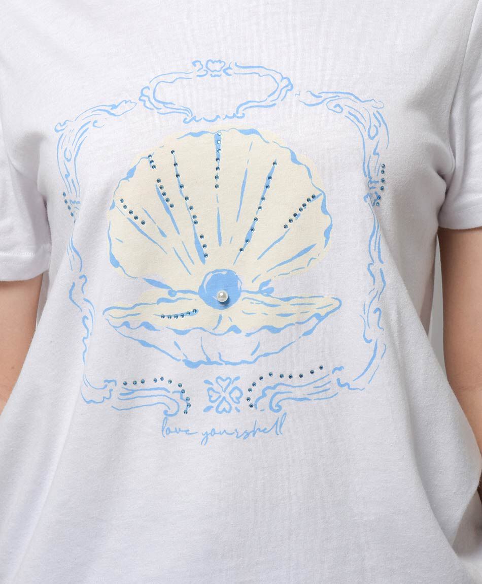 Remera mujer caracola perla