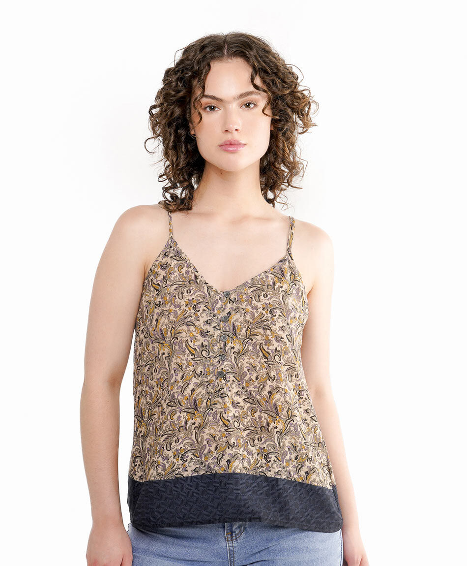 Camisa mujer crop beige