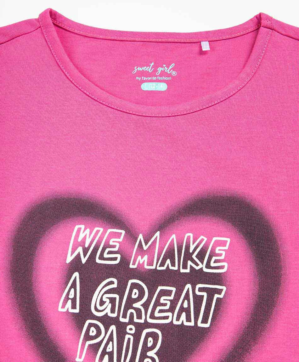 Remera ni&ntilde;a fucsia coraz&oacute;n