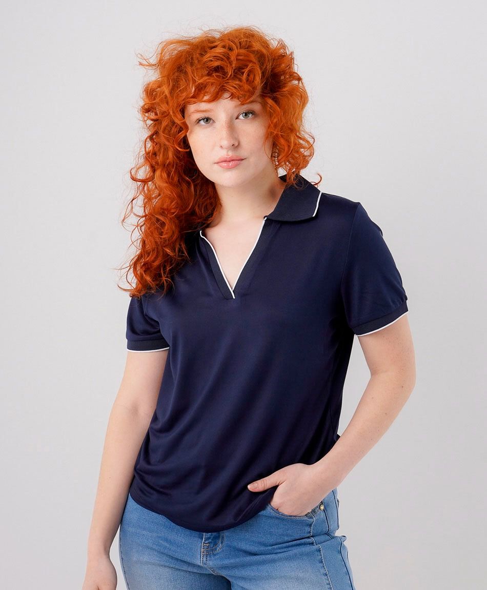 Remera mujer polo piping