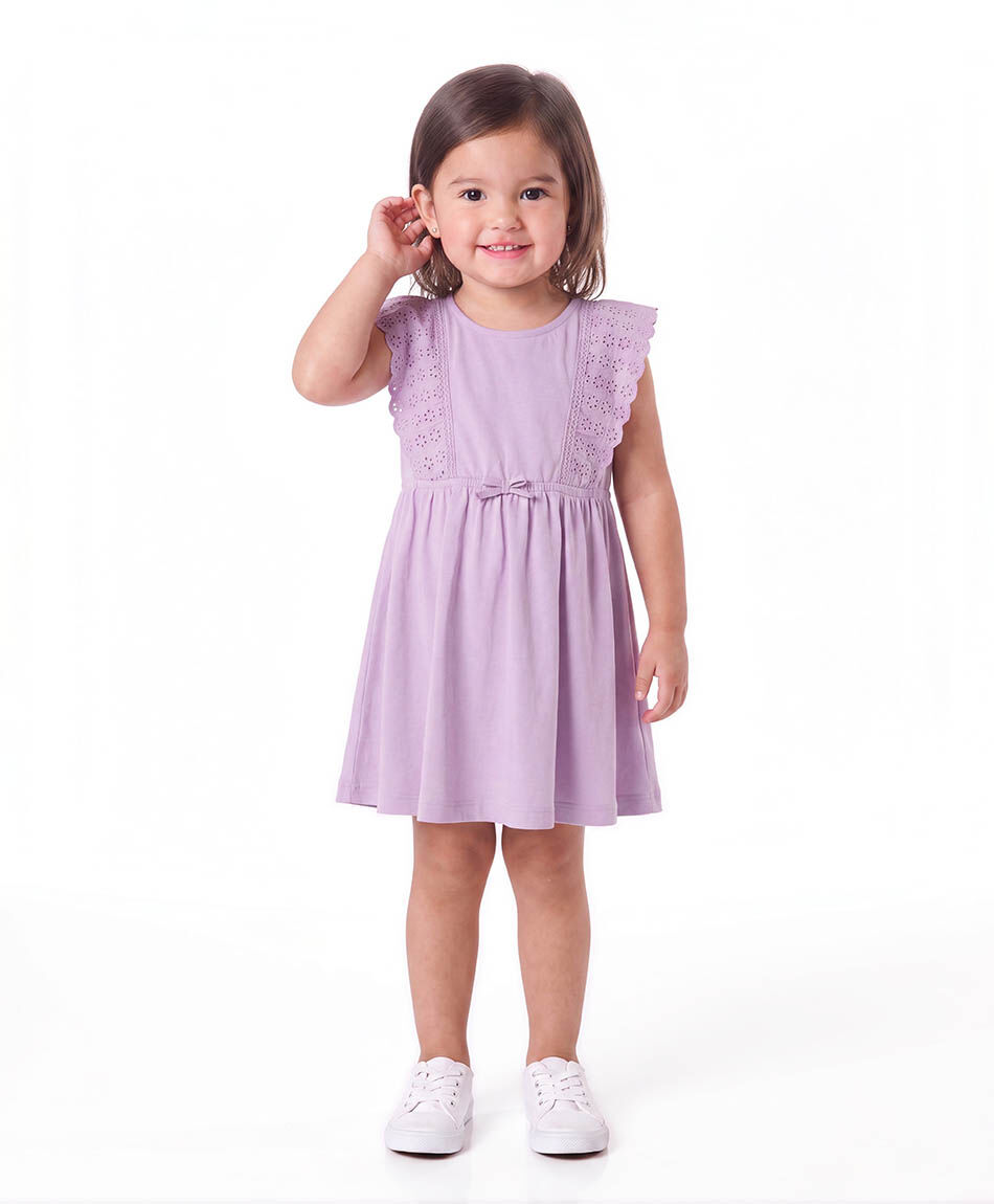 Vestido beb&eacute; broderie morado