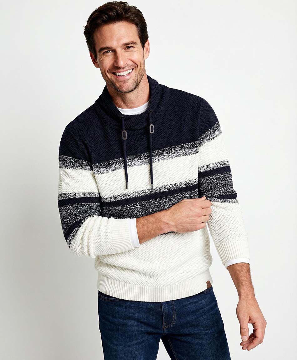 Sweater hombre smock navy white