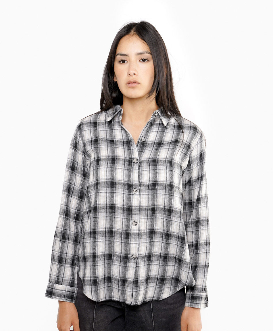 Camisa mujer escoc&eacute;s cuadros negros