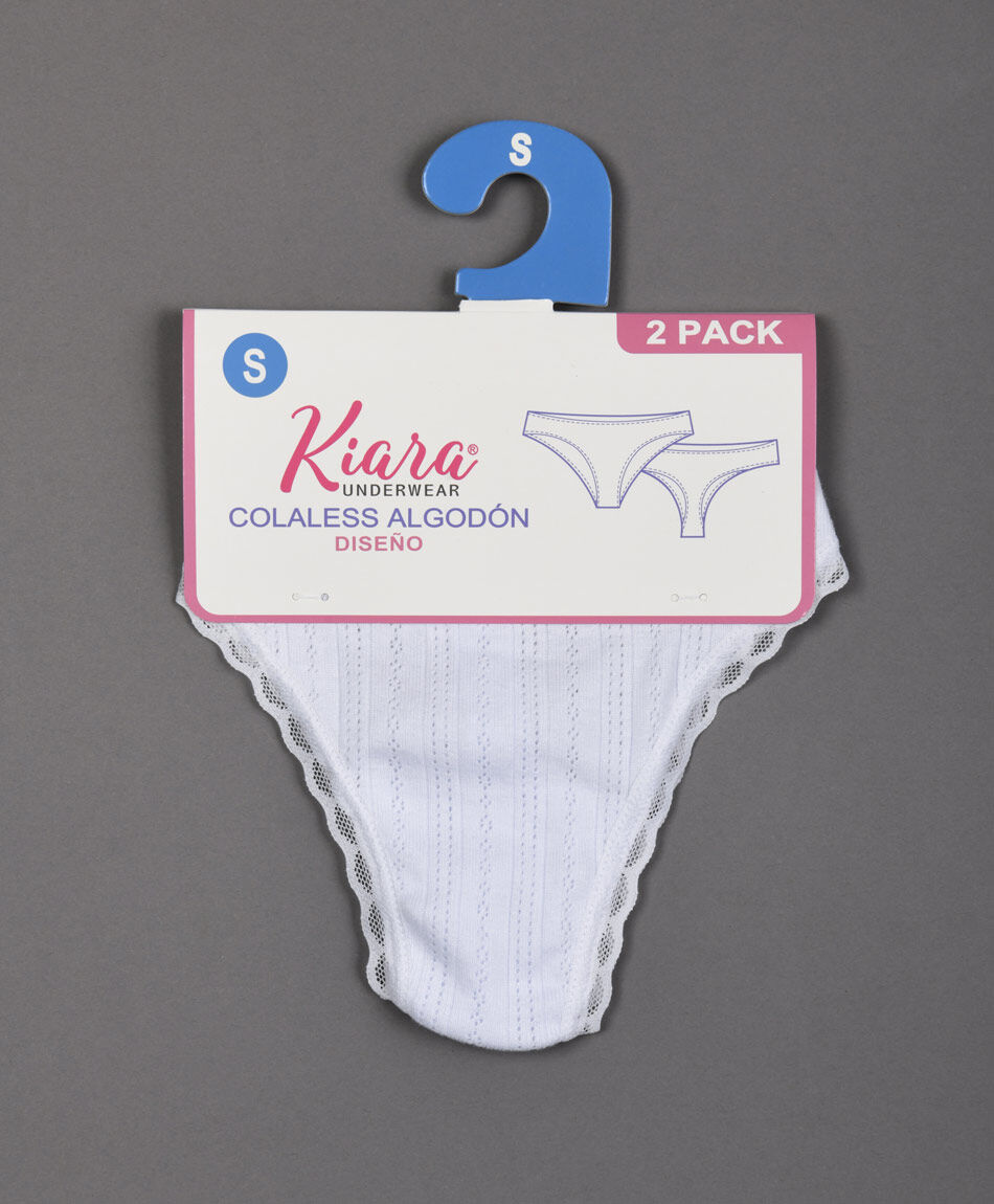 Pack 2 bombacha mujer colaless encaje jacquard