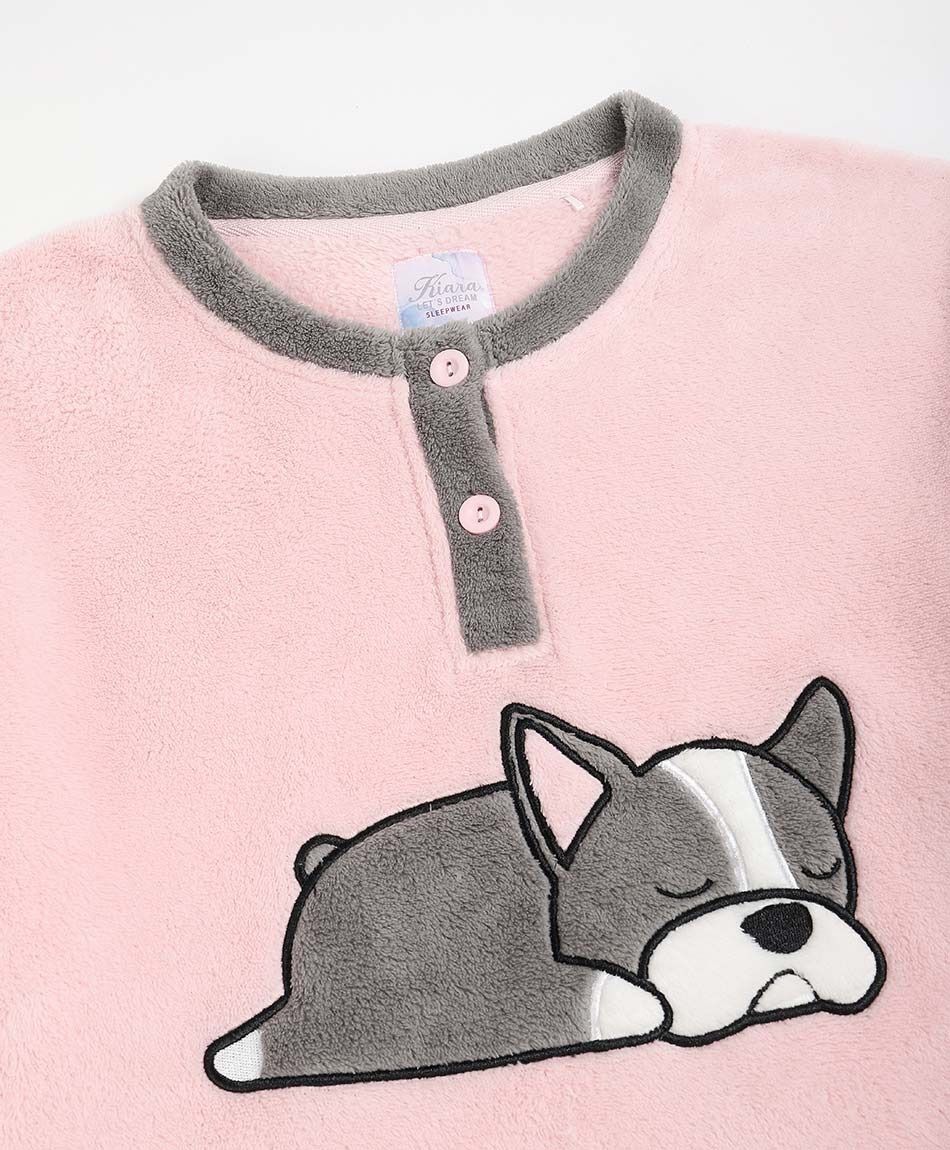 Pijama mujer polar dog pink