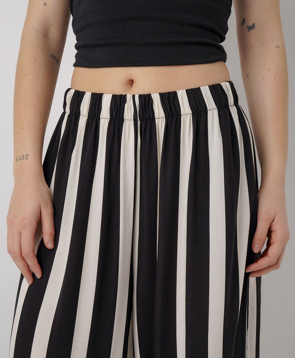 Pantal&oacute;n mujer palazzo l&iacute;neas bicolor