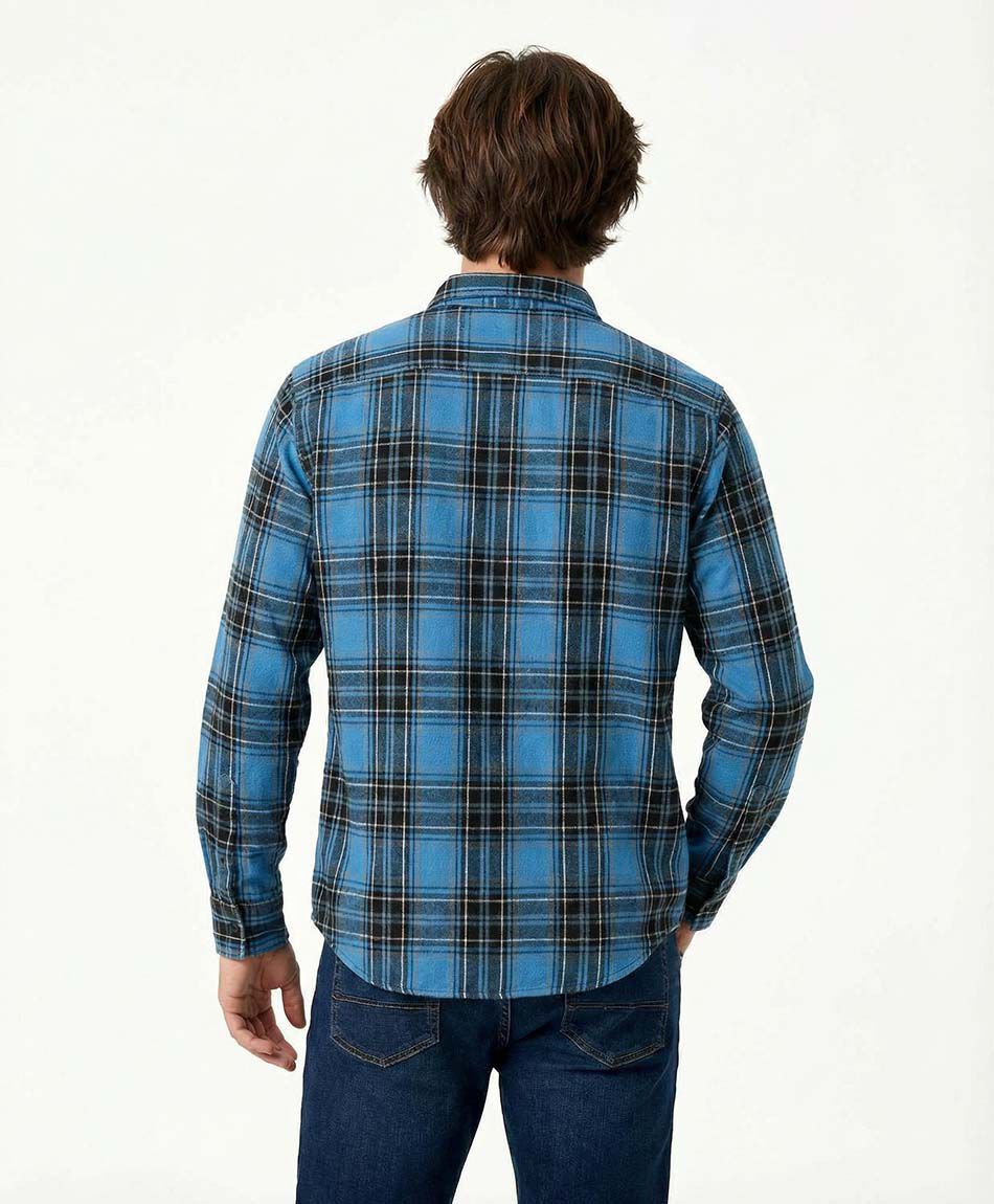 Camisa hombre franela azul