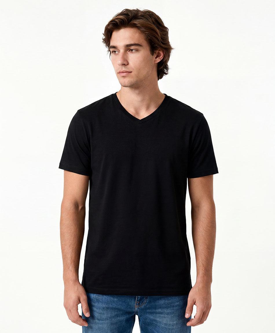 Remera hombre cuello en v lisa