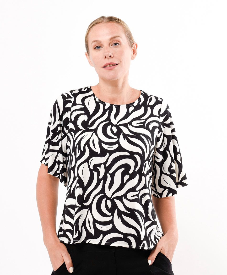 Remera mujer estampada bicolor