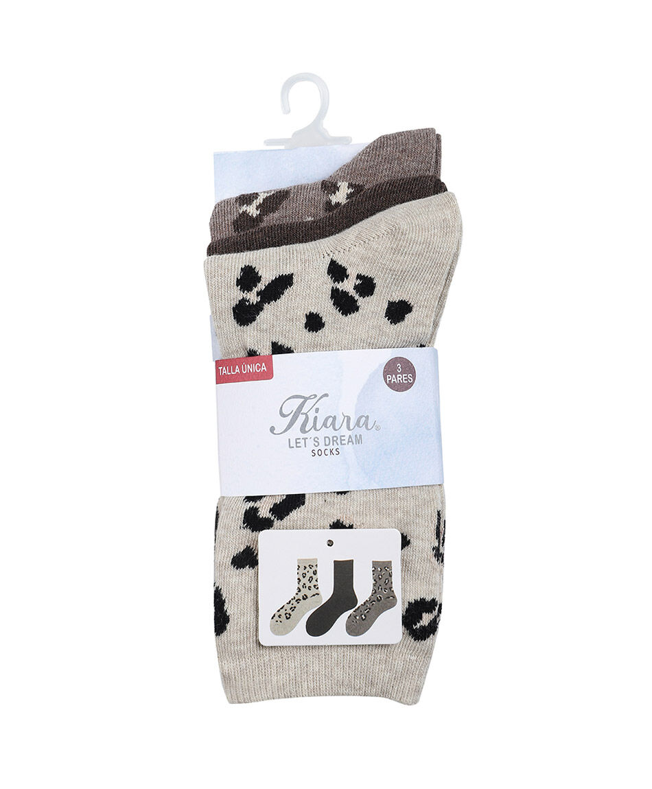Pack 3 medias mujer animal print medium