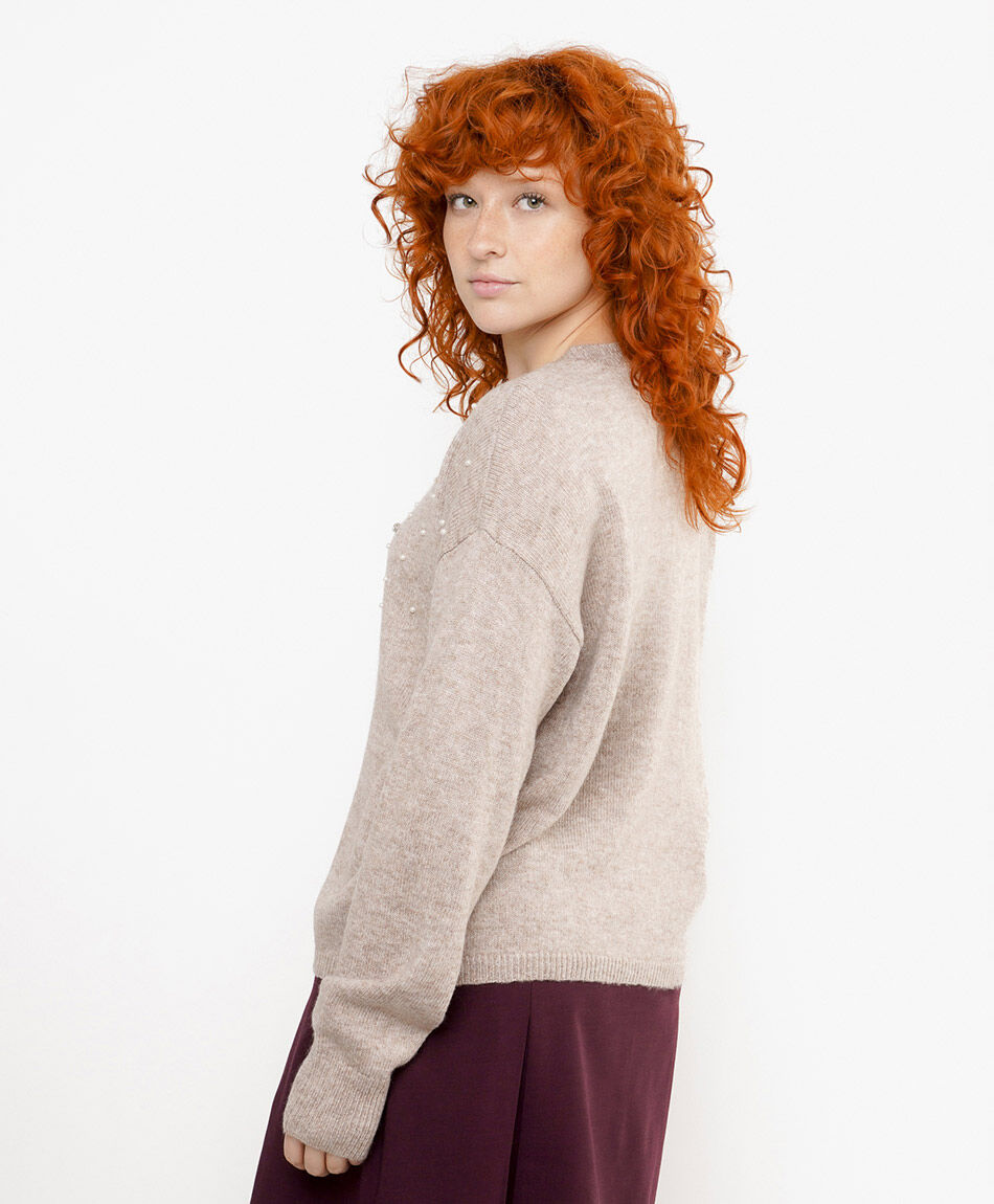 Sweater mujer perlas bordadas