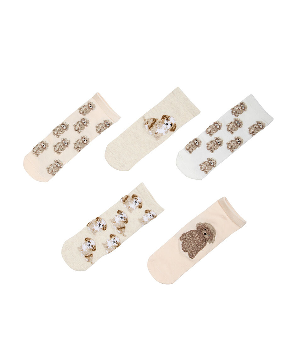 Pack 5 calcetines mujer cortos perritos