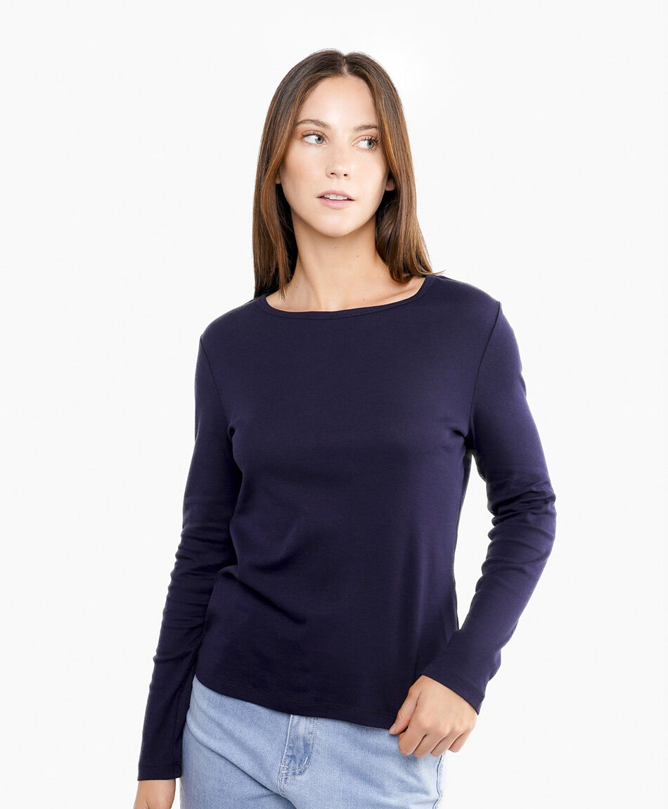 Remera mujer manga larga azul