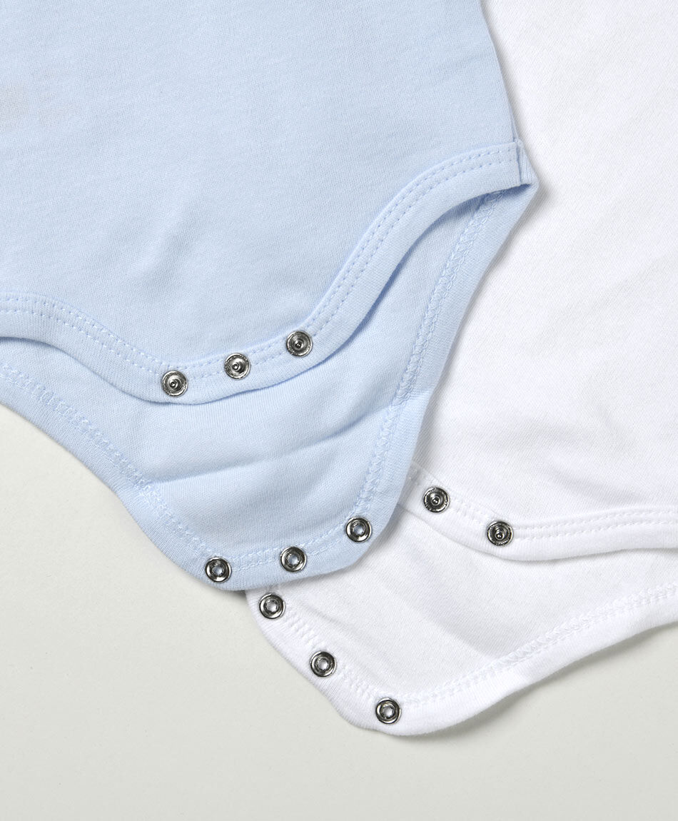 Pack 2 bodies beb&eacute; blanco y azul manga larga