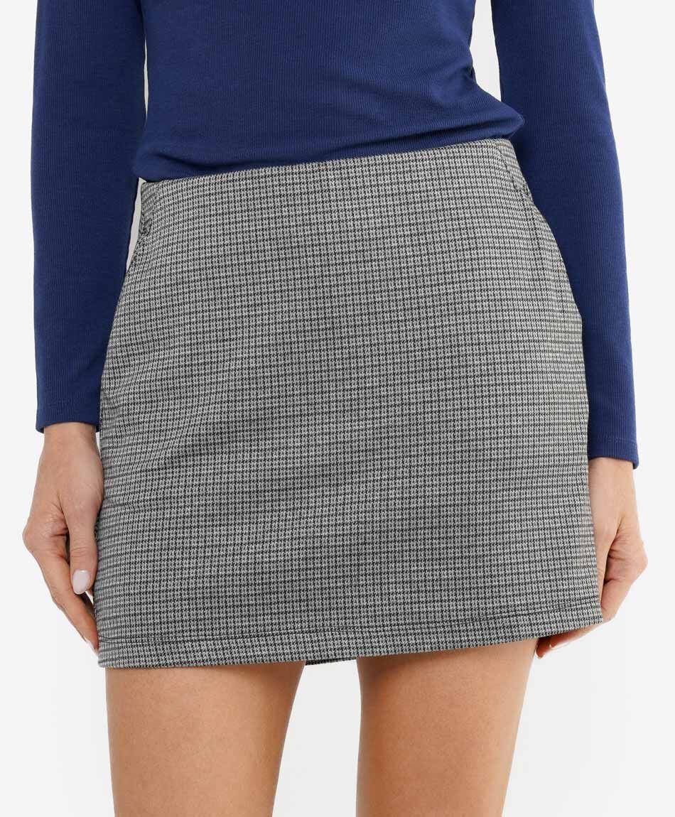 Mini pollera mujer cuadrill&eacute; bolsillos