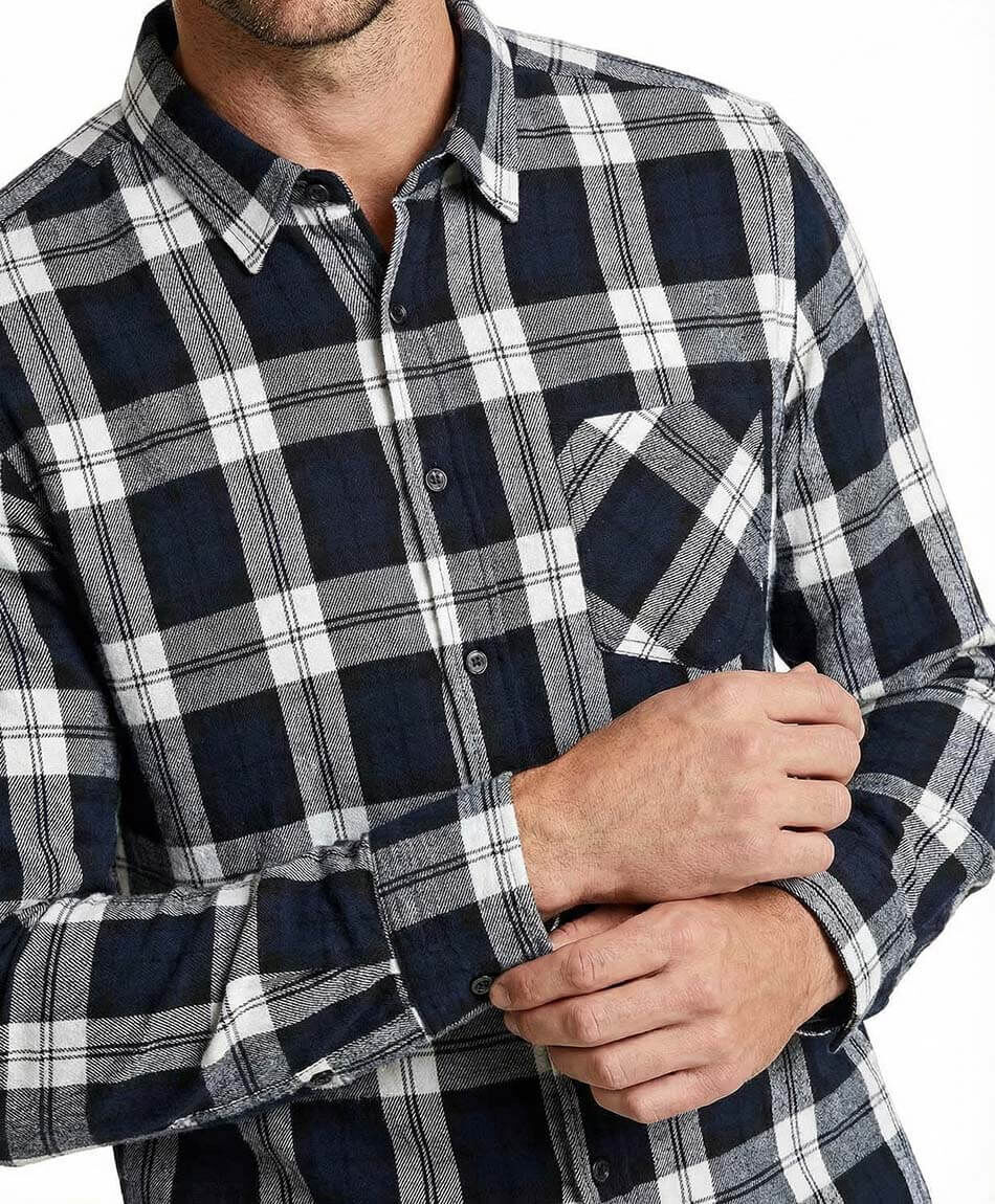 Camisa hombre franela azul oscuro