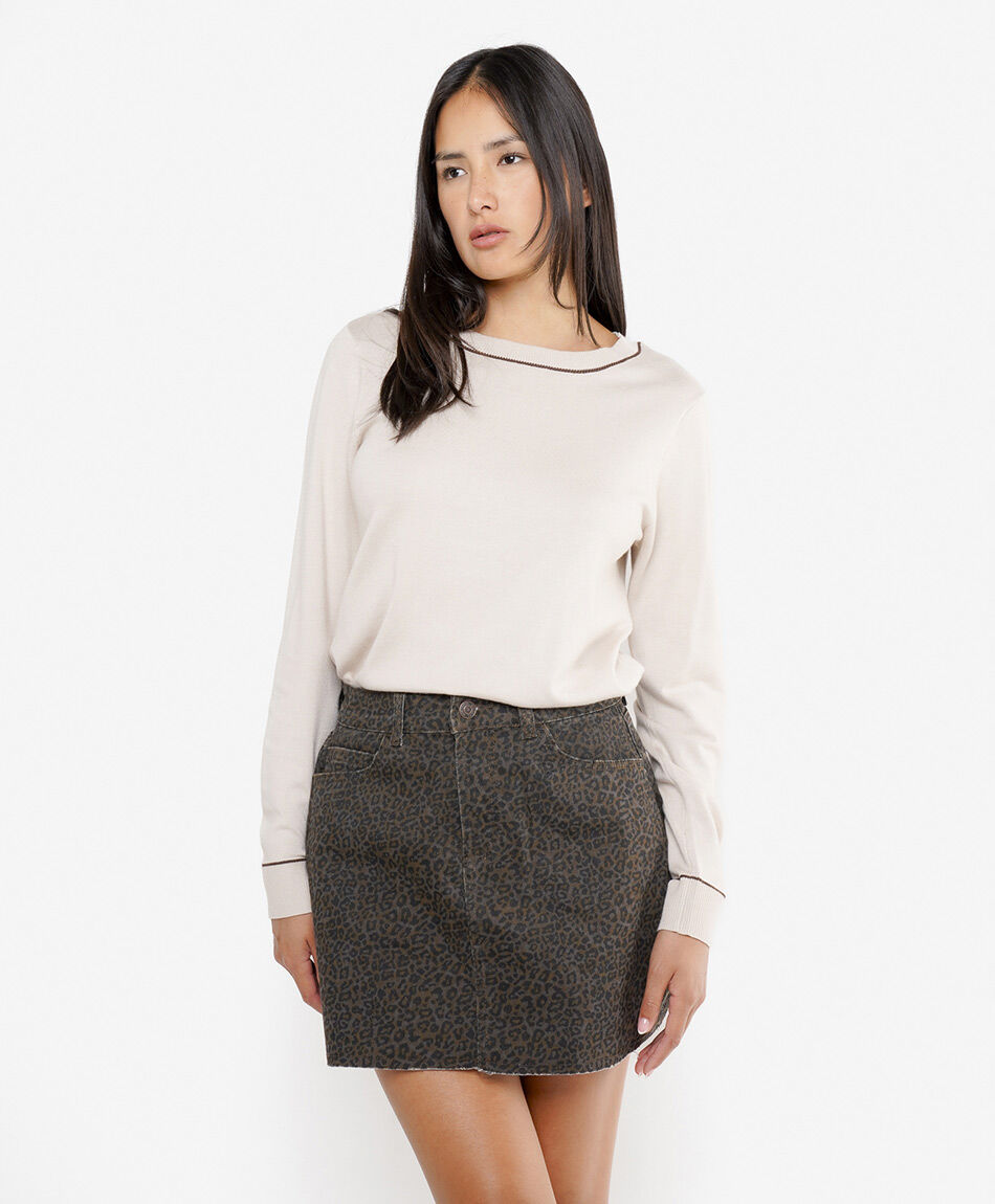 Mini falda mujer denim animal print
