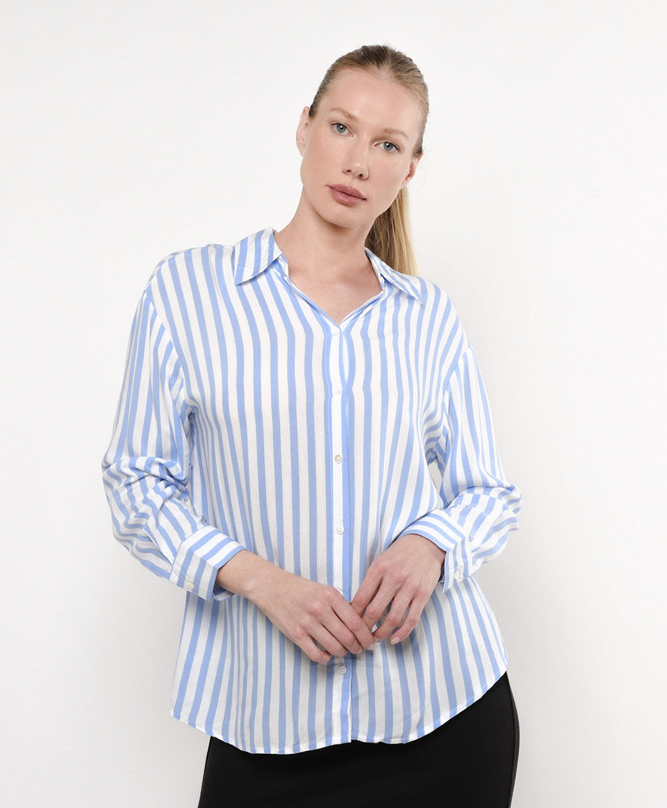 Blusa mujer rayas azul