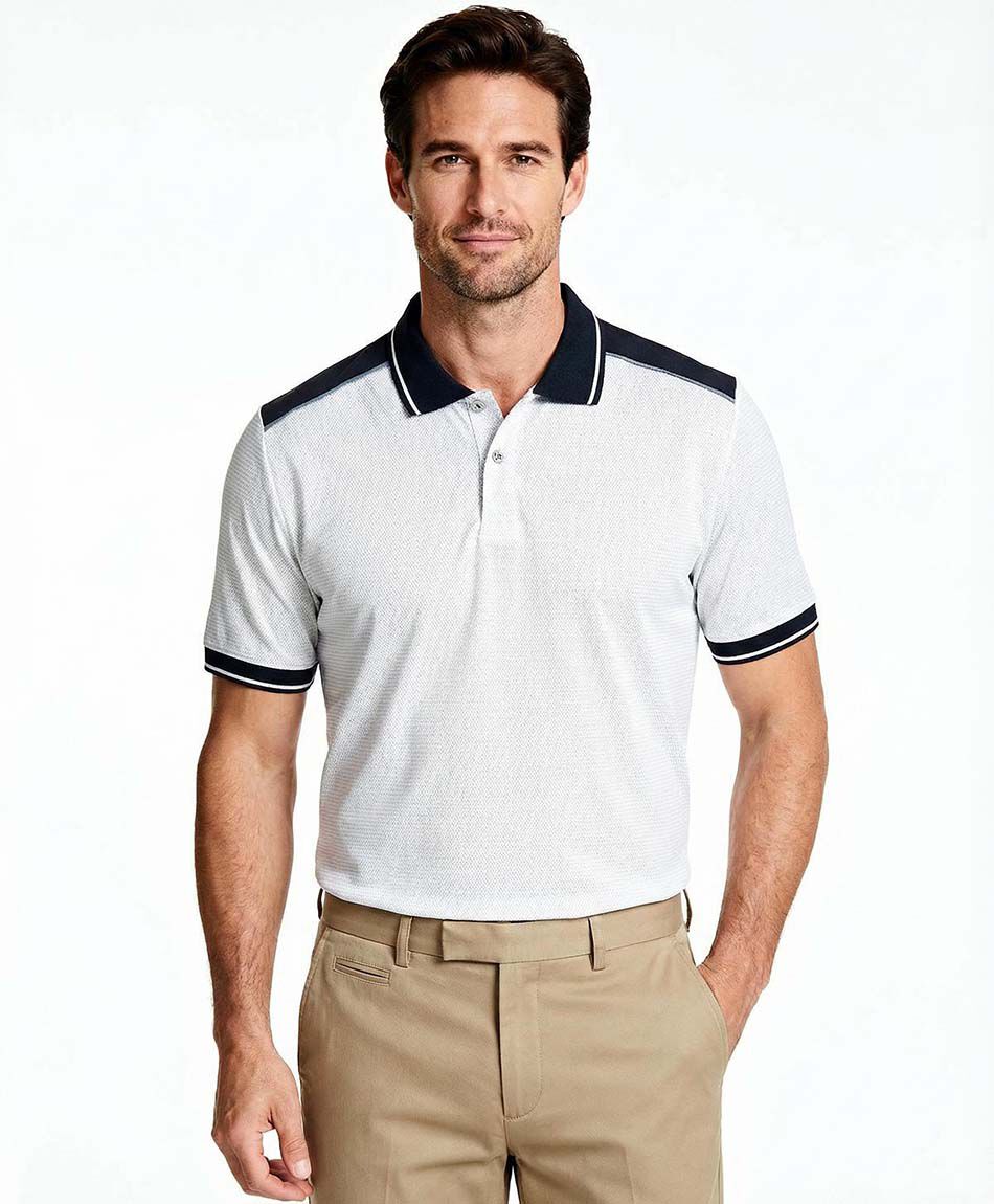 Remera hombre cuello polo black and white