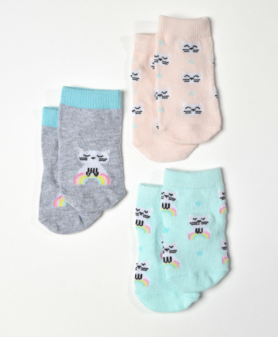 Pack 3 medias beb&eacute; gatitos