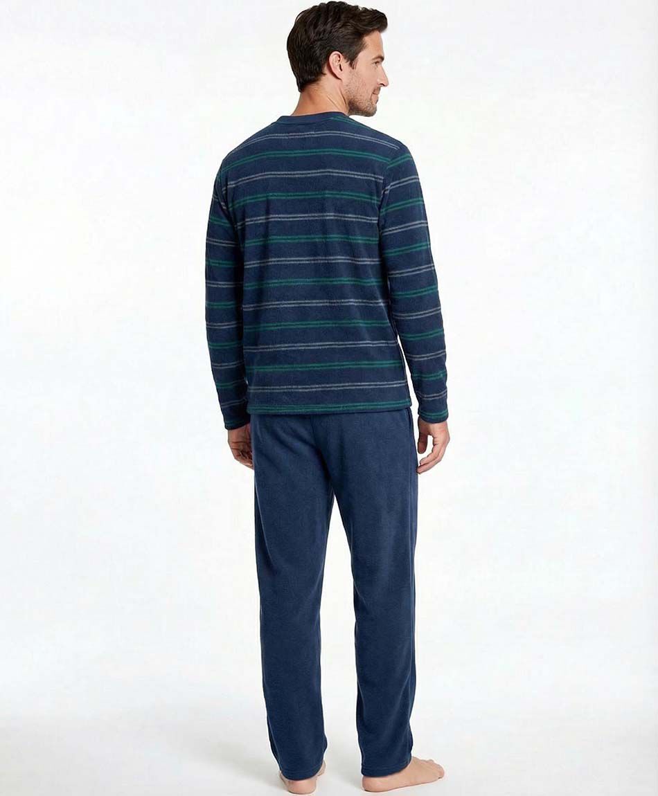 Pijama hombre polar l&iacute;neas bicolor