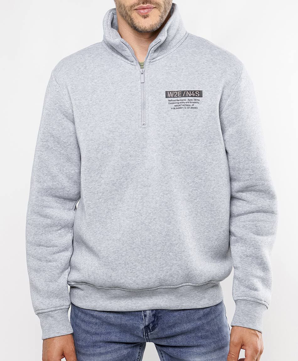 Buzo hombre mini print medio cierre