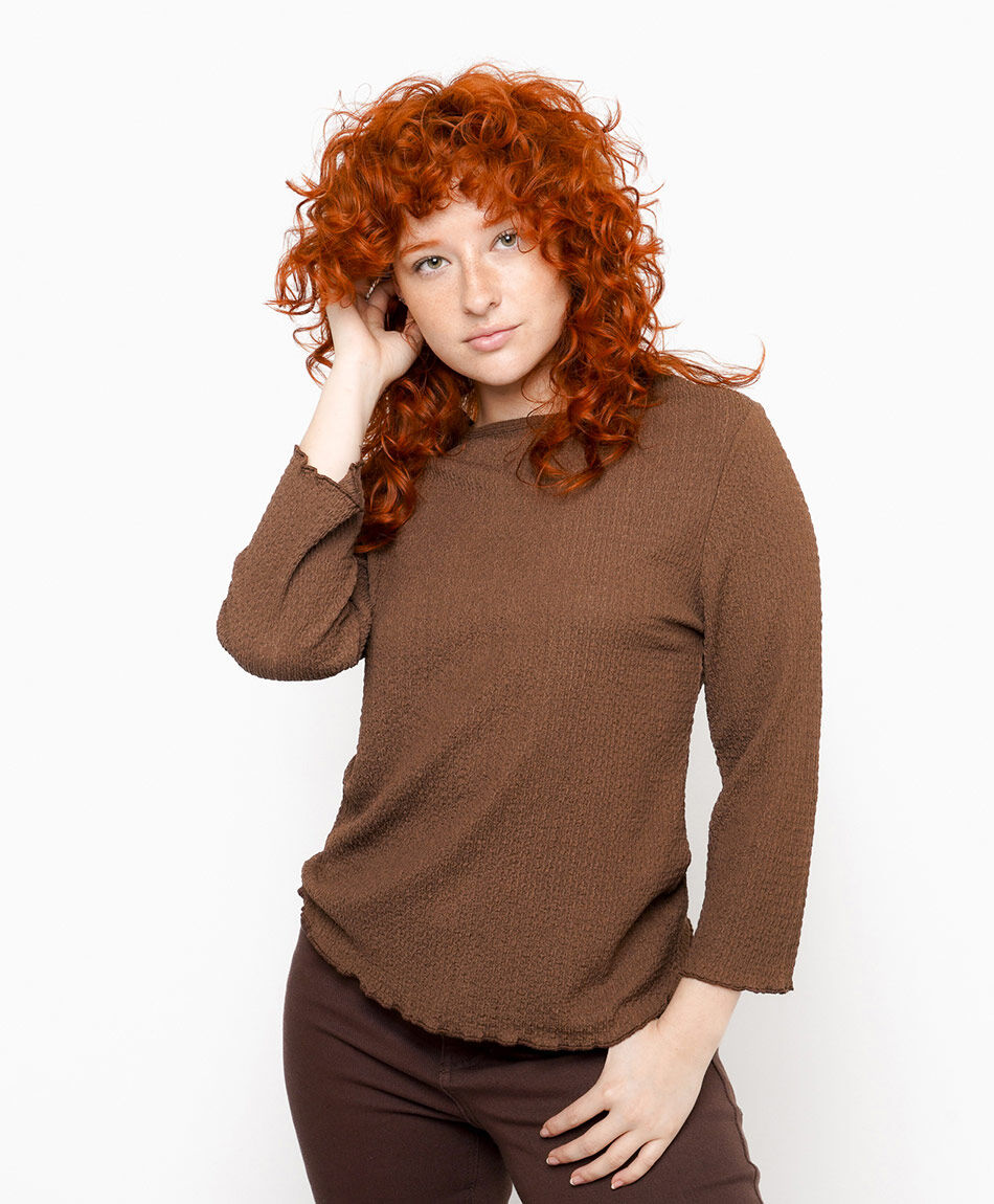 Remera mujer jacquard brown